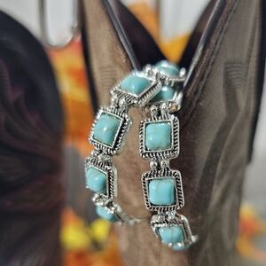 Western Turquoise Hoop Earrings